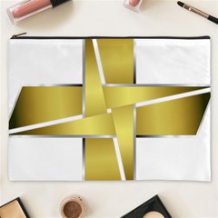 Logo Cross Golden Metal Glossy Cosmetic Bag (xxxl)  by Nexatart