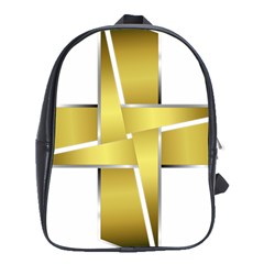 Logo Cross Golden Metal Glossy School Bags (xl)  by Nexatart