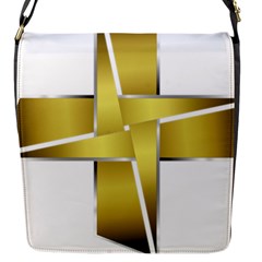 Logo Cross Golden Metal Glossy Flap Messenger Bag (s) by Nexatart