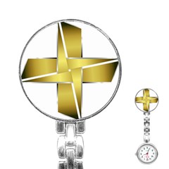 Logo Cross Golden Metal Glossy Stainless Steel Nurses Watch by Nexatart