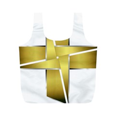 Logo Cross Golden Metal Glossy Full Print Recycle Bags (m)  by Nexatart