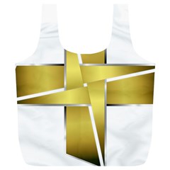 Logo Cross Golden Metal Glossy Full Print Recycle Bags (l)  by Nexatart