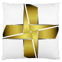 Logo Cross Golden Metal Glossy Large Flano Cushion Case (two Sides) by Nexatart