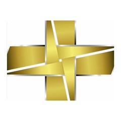 Logo Cross Golden Metal Glossy Double Sided Flano Blanket (mini)  by Nexatart