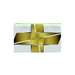 Logo Cross Golden Metal Glossy Cosmetic Bag (xs) by Nexatart