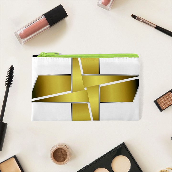 Logo Cross Golden Metal Glossy Cosmetic Bag (XS)