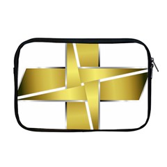 Logo Cross Golden Metal Glossy Apple Macbook Pro 17  Zipper Case by Nexatart