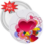 Heart Red Love Valentine S Day 3  Buttons (100 pack)  Front