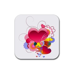 Heart Red Love Valentine S Day Rubber Coaster (Square) 