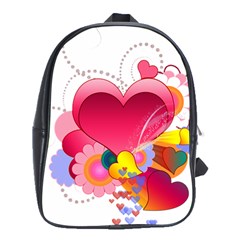 Heart Red Love Valentine S Day School Bags (XL) 