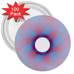 Spirograph Pattern Drawing Design 3  Buttons (100 Pack)  by Nexatart