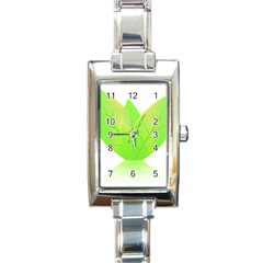 Leaves Green Nature Reflection Rectangle Italian Charm Watch by Nexatart