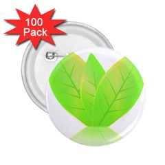 Leaves Green Nature Reflection 2 25  Buttons (100 Pack)  by Nexatart