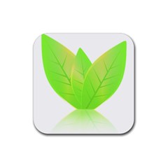 Leaves Green Nature Reflection Rubber Coaster (Square) 