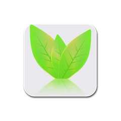 Leaves Green Nature Reflection Rubber Square Coaster (4 Pack)  by Nexatart