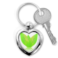 Leaves Green Nature Reflection Key Chains (Heart) 