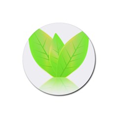 Leaves Green Nature Reflection Rubber Coaster (round)  by Nexatart