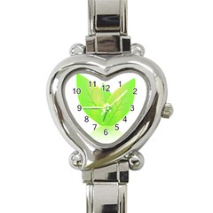 Leaves Green Nature Reflection Heart Italian Charm Watch