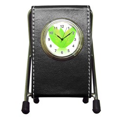 Leaves Green Nature Reflection Pen Holder Desk Clocks by Nexatart