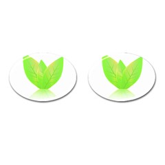 Leaves Green Nature Reflection Cufflinks (oval) by Nexatart