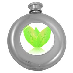 Leaves Green Nature Reflection Round Hip Flask (5 Oz) by Nexatart