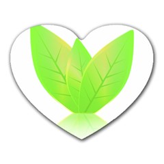 Leaves Green Nature Reflection Heart Mousepads