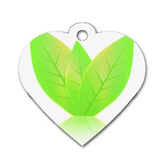 Leaves Green Nature Reflection Dog Tag Heart (Two Sides)