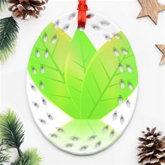 Leaves Green Nature Reflection Ornament (Oval Filigree)