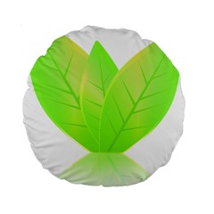 Leaves Green Nature Reflection Standard 15  Premium Round Cushions by Nexatart