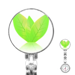 Leaves Green Nature Reflection Stainless Steel Nurses Watch