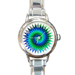 Star 3d Gradient Blue Green Round Italian Charm Watch