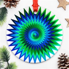 Star 3d Gradient Blue Green Ornament (round) by Nexatart