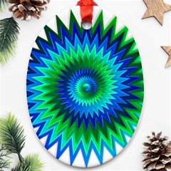 Star 3d Gradient Blue Green Ornament (Oval)