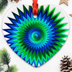 Star 3d Gradient Blue Green Ornament (Heart)