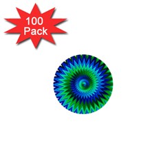 Star 3d Gradient Blue Green 1  Mini Buttons (100 pack) 