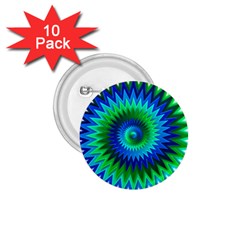 Star 3d Gradient Blue Green 1.75  Buttons (10 pack)