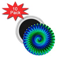 Star 3d Gradient Blue Green 1.75  Magnets (10 pack) 