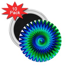 Star 3d Gradient Blue Green 2.25  Magnets (10 pack) 