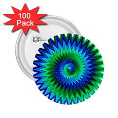 Star 3d Gradient Blue Green 2.25  Buttons (100 pack) 