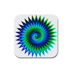 Star 3d Gradient Blue Green Rubber Square Coaster (4 pack) 