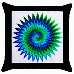 Star 3d Gradient Blue Green Throw Pillow Case (Black)