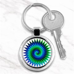 Star 3d Gradient Blue Green Key Chains (round)  by Nexatart