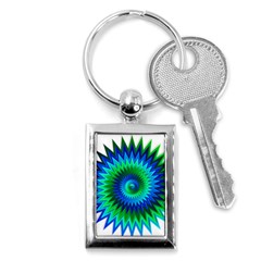 Star 3d Gradient Blue Green Key Chains (Rectangle) 