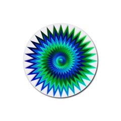 Star 3d Gradient Blue Green Rubber Coaster (round)  by Nexatart