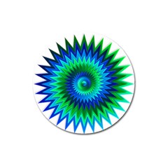 Star 3d Gradient Blue Green Magnet 3  (Round)