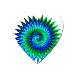 Star 3d Gradient Blue Green Heart Magnet