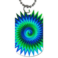 Star 3d Gradient Blue Green Dog Tag (two Sides) by Nexatart