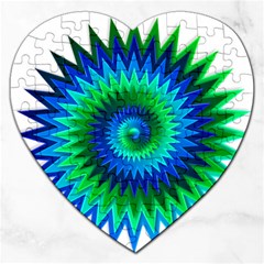 Star 3d Gradient Blue Green Jigsaw Puzzle (Heart)