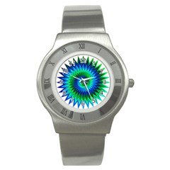 Star 3d Gradient Blue Green Stainless Steel Watch