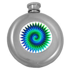 Star 3d Gradient Blue Green Round Hip Flask (5 Oz) by Nexatart